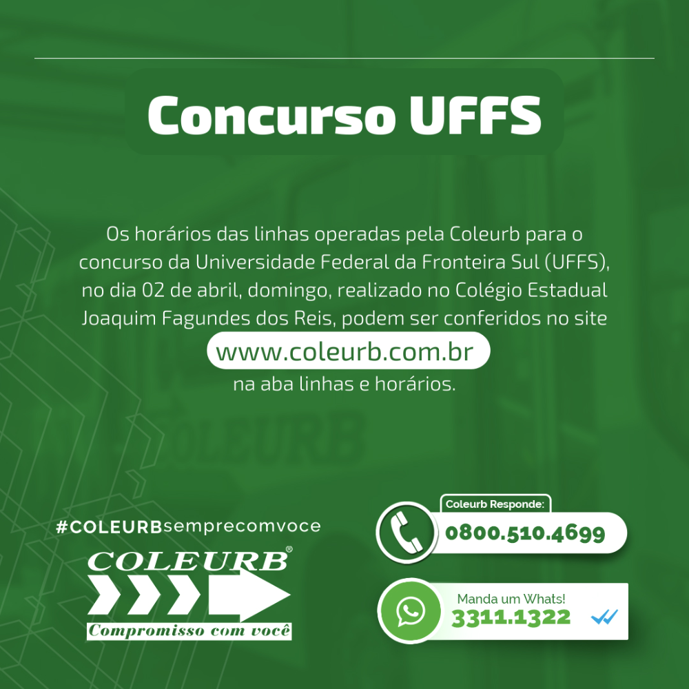 Linhas da Coleurb para quem realiza o concurso da UFFS neste domingo, dia 02/04