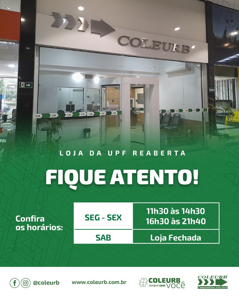 Loja de venda de passagens na UPF reabre segunda-feira, dia 04 de abril