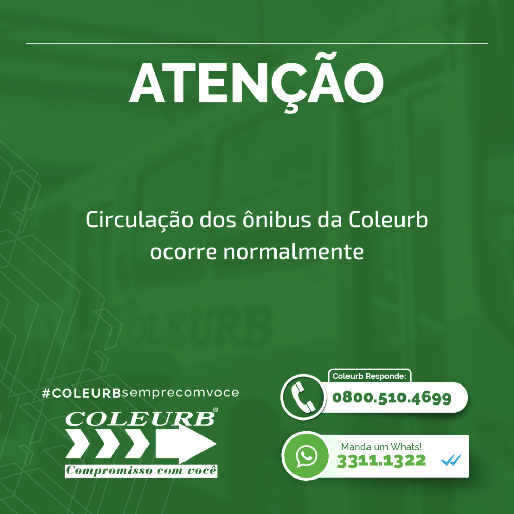 Circulação dos ônibus da Coleurb ocorre normalmente