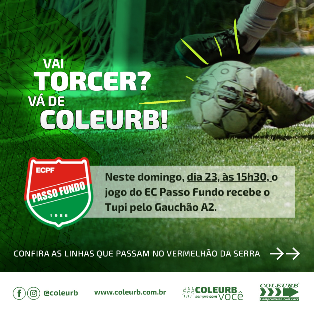 Linhas da Coleurb que passam no Vermelhão da Serra para o jogo do EC Passo Fundo neste domingo (23)
