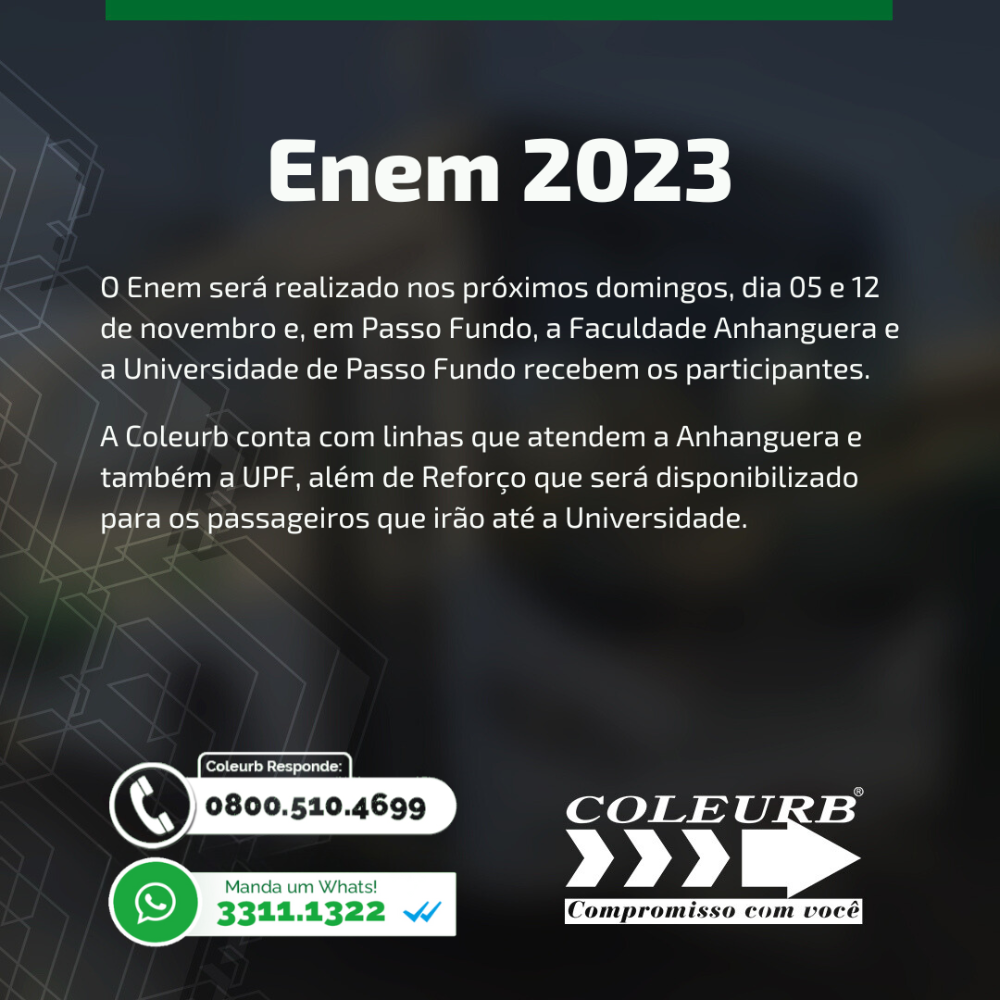 Operação da Coleurb atende participantes do Enem 2023