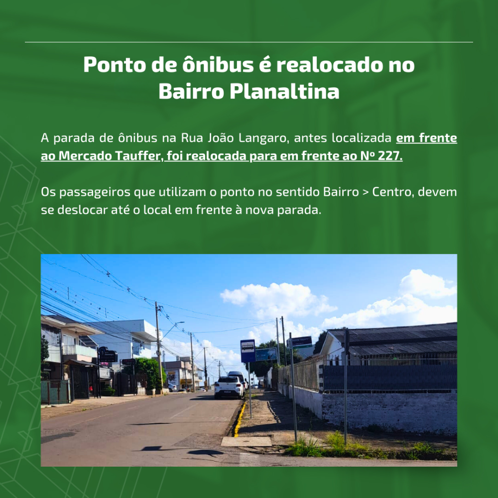 Parada é realocada no Bairro Planaltina