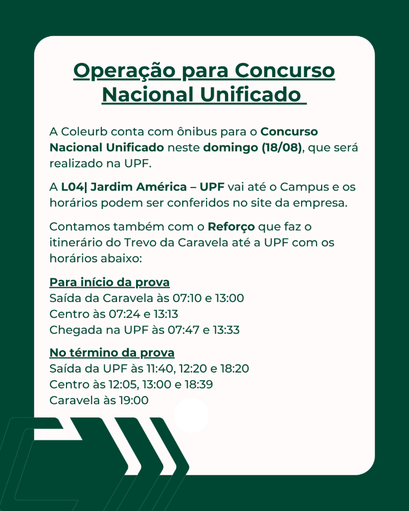 Ônibus da Coleurb para Concurso Nacional Unificado