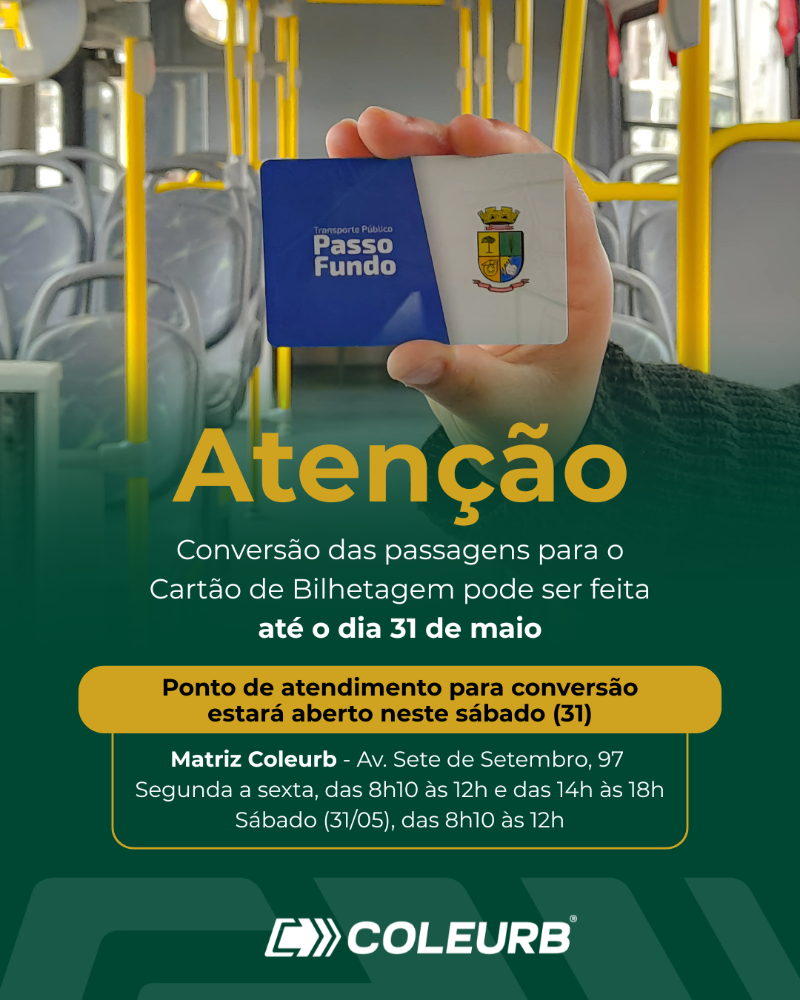 Conversão dos vales-transporte em créditos segue até o dia 31/05