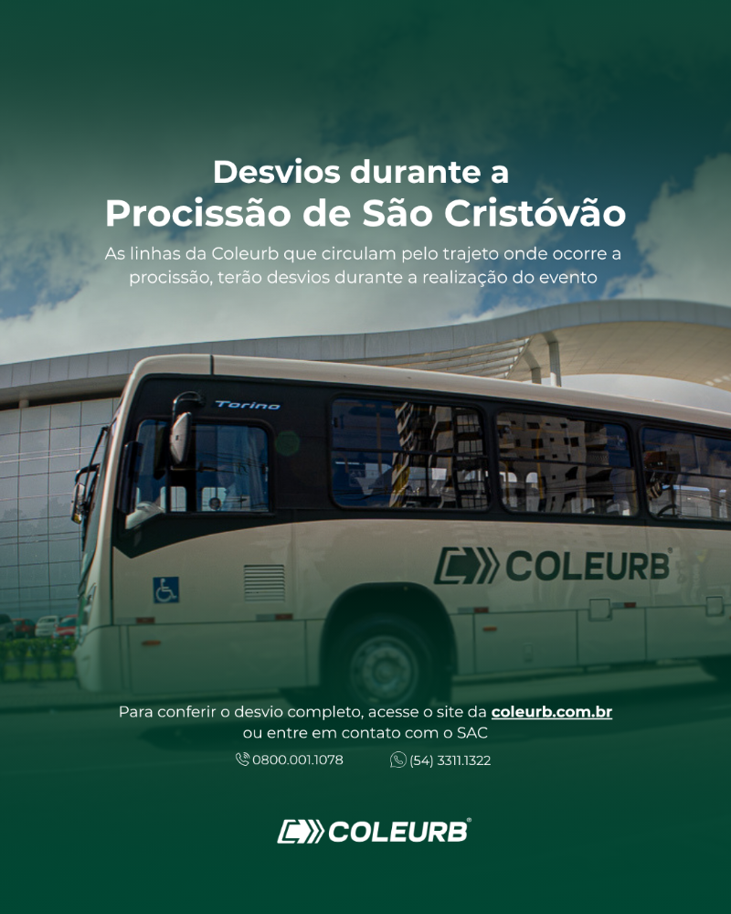 Linhas da Coleurb farão desvios durante a Procissão de São Cristóvão